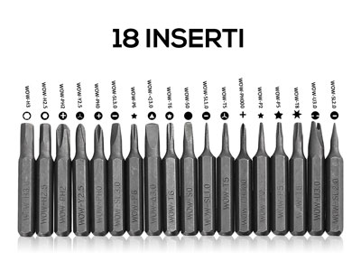 universale - Cacciavite Automatico a batteria 2xAAA + 18 inserti Taglio-Croce-Pentalobo